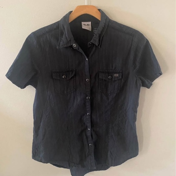 Harley-Davidson Tops - Harley Davidson Women’s Black Short Sleeve Button Down Shirt